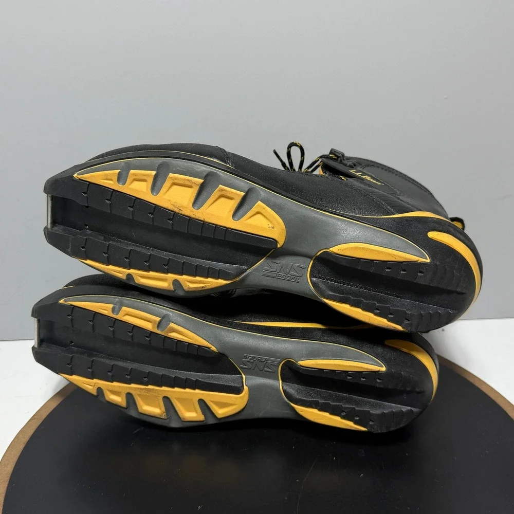 LL Bean Gore-Tex Ski Boots Men 9.5 SNS Profil‎ Black Yellow Cross Country Ski